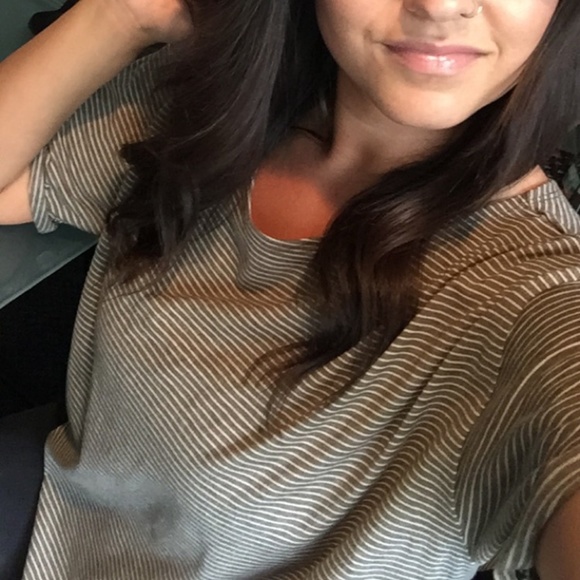 Forever 21 Tops - Olive Green Striped Basic T